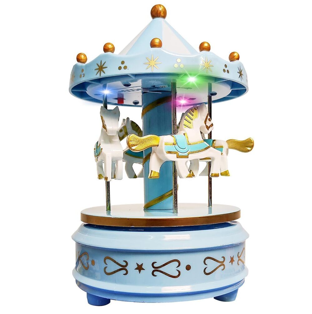 8038 Carousel Music Box – Blue Horse Merry-Go-Round, Beethoven’s Für Elise